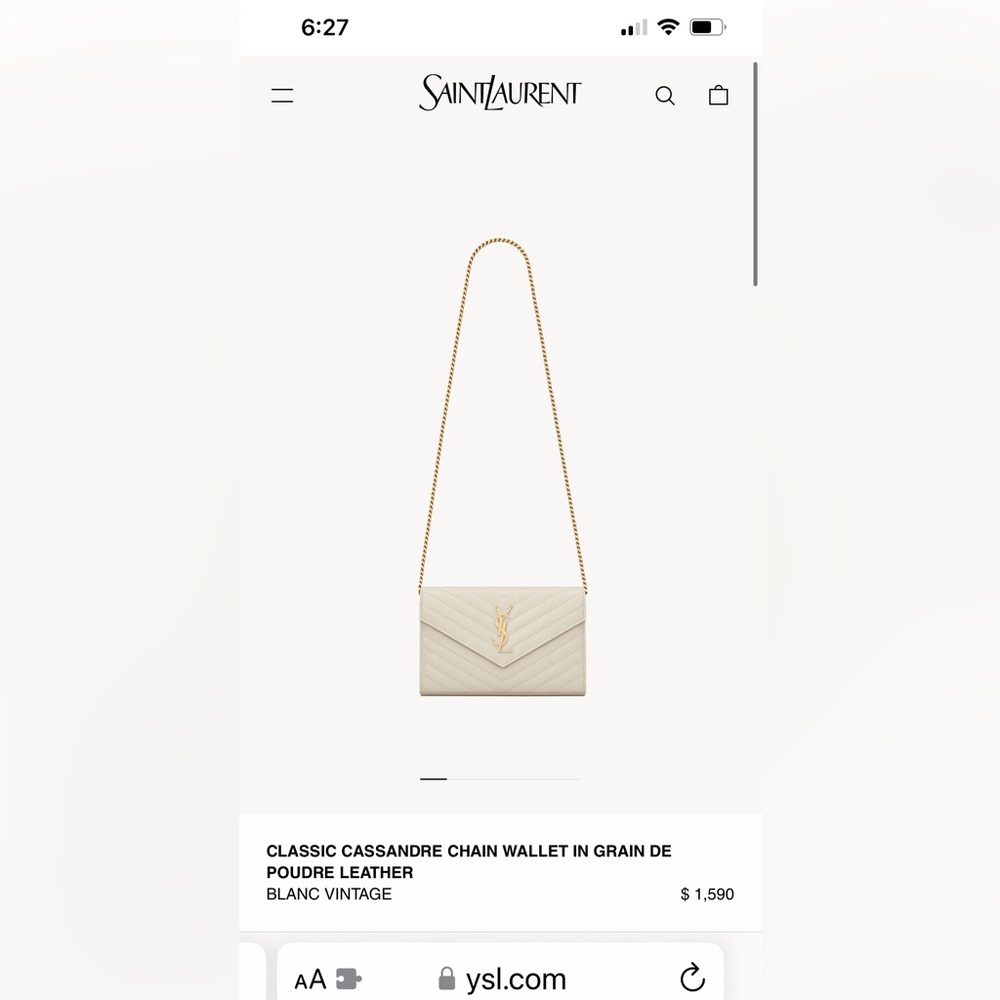 Yves Saint Laurent Beige Quilted Leather Chain Crossbody - Picture 14 of 15